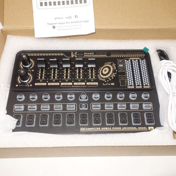 NEW Podcast Setup Sound Card K500 Audio Card with Effects Condenser Microphone - Picture 4 of 7